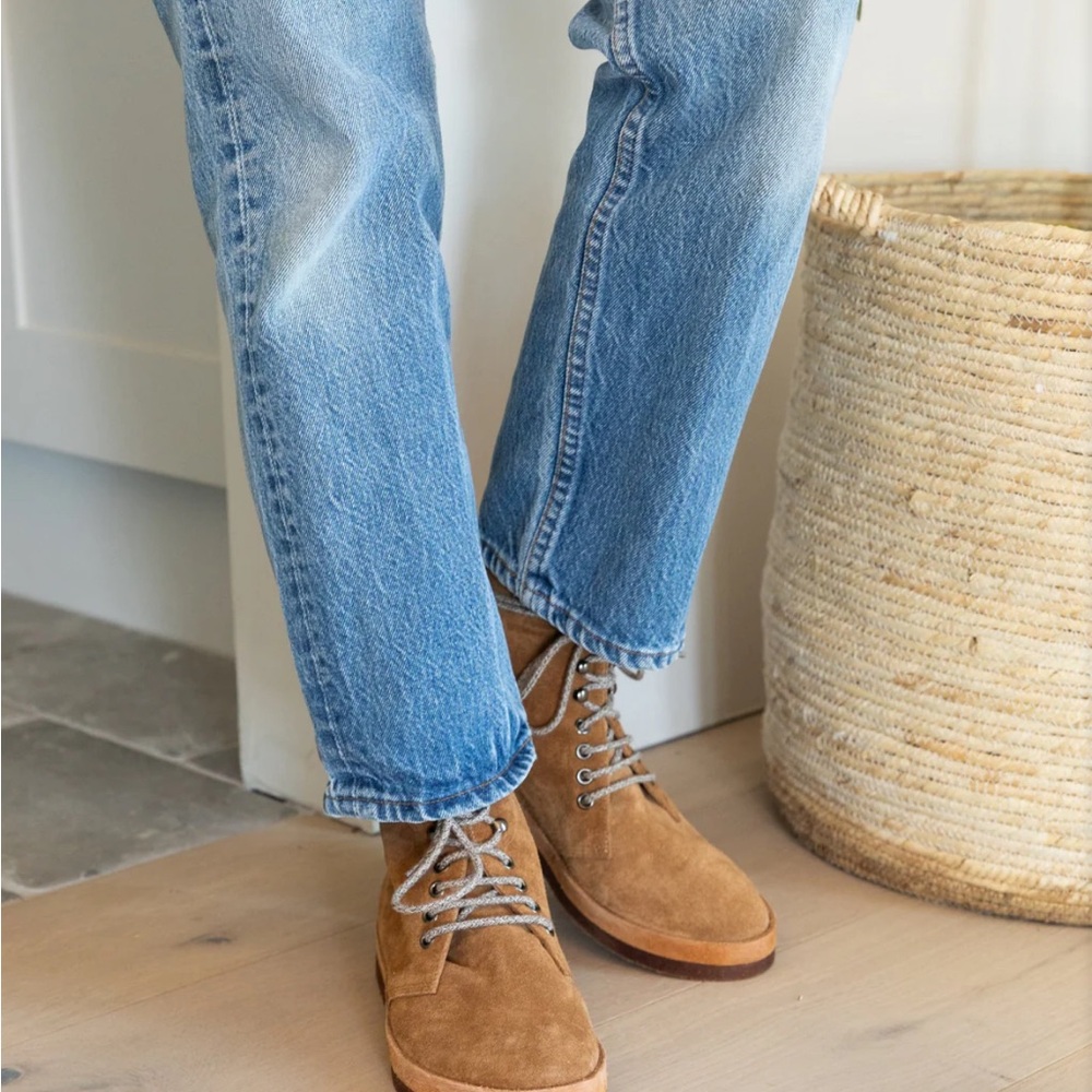 Brown Suede Lace-Up Boots